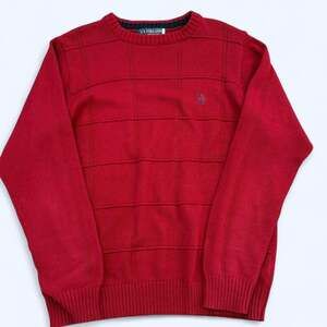 U.S. Polo Assn. Red Cotton Ribbed Crewneck Sweater Size L